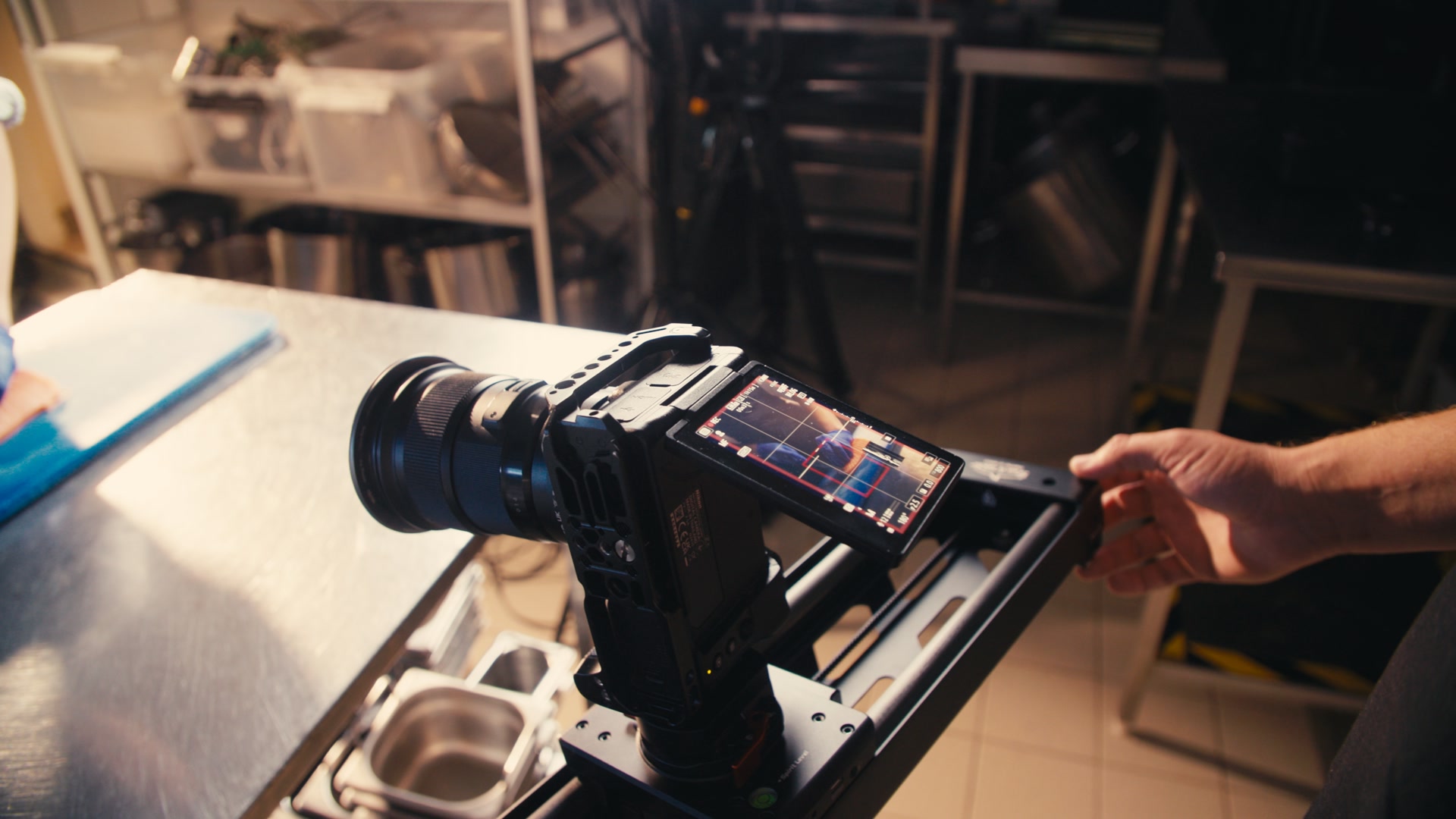 Kamera på slider under produksjon av reklamefilm i Trondheim
